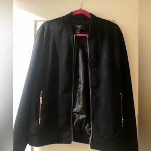 Forever 21 black suede bomber jacket